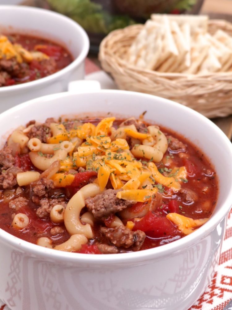 Old Fashioned beef, tomato and macaroni soup