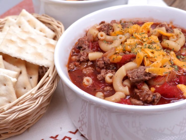 Old Fashioned beef, tomato and macaroni soup