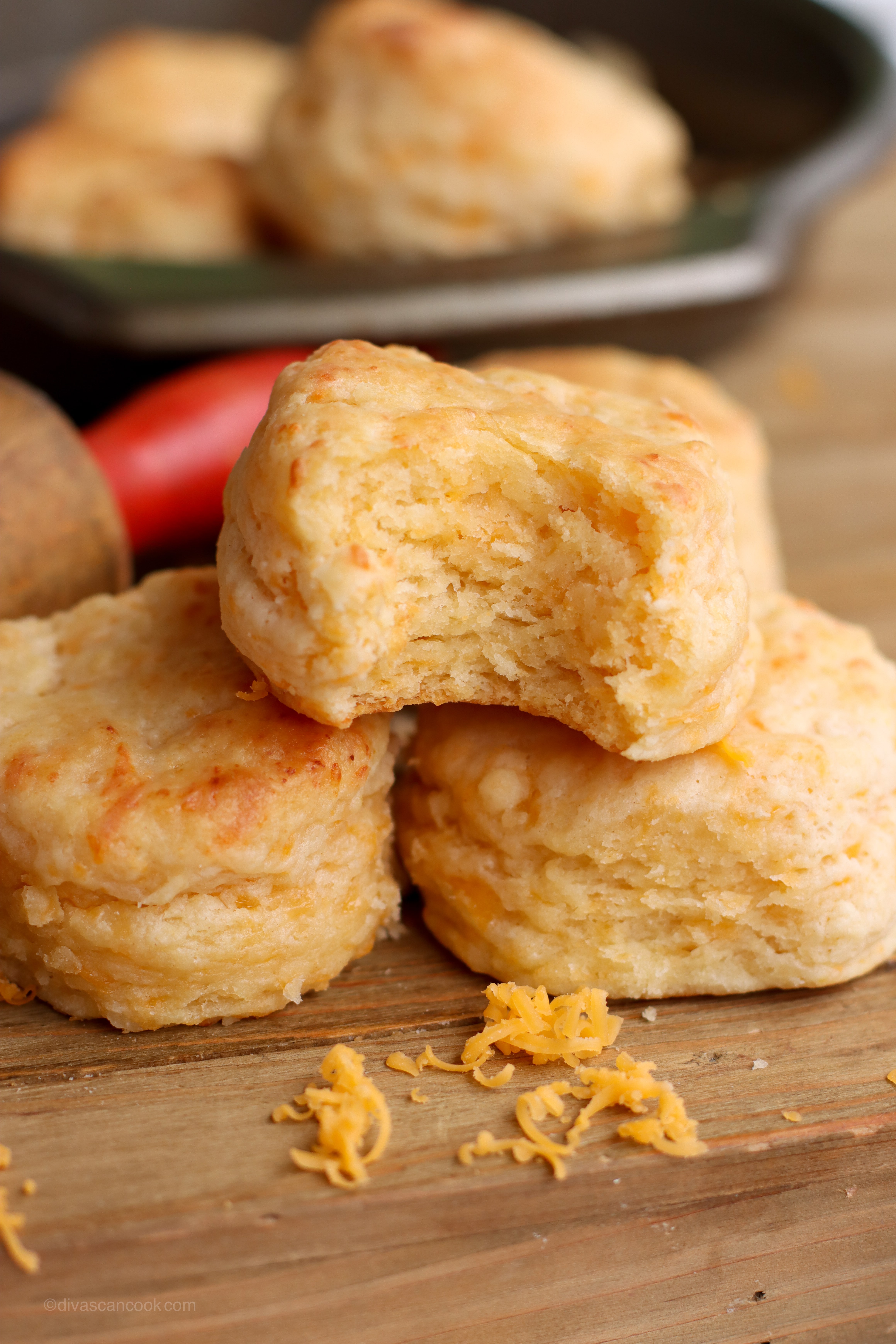 cheese biscuits on cutting board