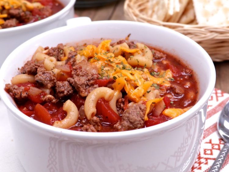 Old Fashioned beef, tomato and macaroni soup