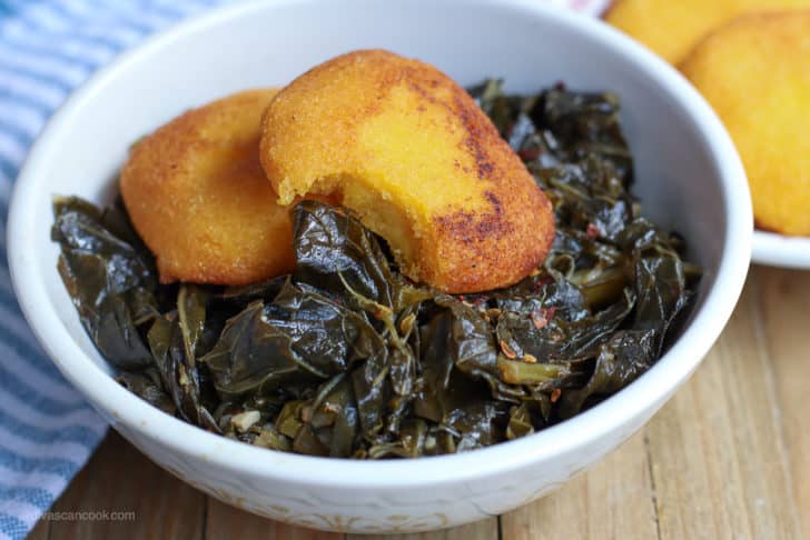 southern cornbread and collard greens